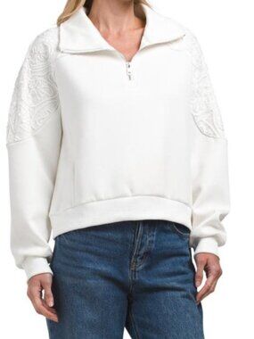 NANCY YANG Quarter Zip Jacket With Shoulder Detailing